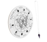 BESPORTBLE Planche à Pendule Bois Sculptée avec Pendentif Naturelle Ornement de Méditation et Collier Pendule de Blanc et Rose Décoration Spirituelle et