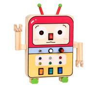 BESPORTBLE Planche Montessori Busy Board pour Tout Petits Éducatif Bois Robot Lumineux avec Interrupteurs Rouges et Verts Développement Créativité et Problèmes