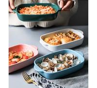 BESPORTBLE Plaque de Cuisson en Céramique Rose Haute Température, Plat à Gratin Micro-Ondes et Four, Résistant Lave-Vaisselle, Format Compact Cuisson, Réchauffage et Conservation des