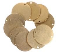 BESPORTBLE Plaques de gravure vierges rondes 20mm 8pcs en laiton pour usage domestique et bricolage, étiquettes métalliques à deux trous destinées aux artisans DIY