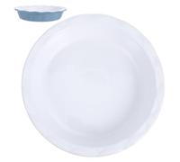 BESPORTBLE Plat à Tarte en Céramique Rond à Bord Ondulé, Plat à Four Polyvalent pour Tartes et Quiches, Convient pour Usage Domestique et Camping