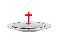 BESPORTBLE Plateau Communion en Acier Inoxydable 30 Cm avec Couvercle Rouge Orné D'une Croix - Plateau de Service Hygiénique pour Église, Ensemble de Communion Polyvalent pour Célébrations