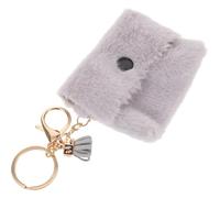BESPORTBLE Plush Coin Pouch Mini Wallet with Keychain Cute Kawaii Candy Color Small Change Purse for Women Light Grey