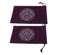 BESPORTBLE Pochettes à Cordon pour Cartes de Tarot Lot de 2 en Flanelle Violette Motif Étoile à Huit Branches Paquet de Rangement Petit Organisateur pour Cartomancie Voyage