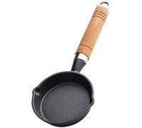 BESPORTBLE Poêle à Frire Fonte 10 Cm Manche en Bois, Antiadhésive, Profondeur 3 Cm, Mini Poêle à Œufs et Raviolis Cuisine Domestique et Professionnelle