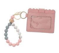 BESPORTBLE Porte-clé Porte-Cartes Bracelet Perles Longes pour Badges D'identification Support De Carte D'identité Perles pour Bracelets Porte-clés Charmes Sac Classeur Carte Alliage Rose