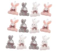 BESPORTBLE Porte-clés Lapin en Peluche Lot de 12 Mini Pendentifs Animaux Doux pour Décoration de Fête de Pâques et Remplissage de Panier Couleur Aléatoire