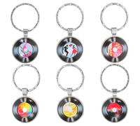BESPORTBLE Porte-Clés Pendentif Disque Vinyle Lot de 6, Accessoires Créatifs en Matériau Solide pour Paquet et Clés, Décoration Musicale pour Festival et Fête