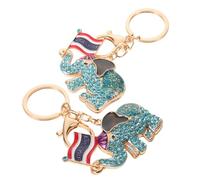 BESPORTBLE Porte-clés Symbole de Chance 2 Pièces en Alliage Éléphant avec Strass Décoratifs et Souvenir de Voyage en Thaïlande, pour Clés et Paquet à Main au Quotidien