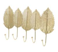 BESPORTBLE Porte-manteau Mural 4 Crochets en Fer Doré Forme Feuilles, Design Nordique, Support Vêtements et Clés, Salle de Bain et Rangement Maison, Robuste et Décoratif