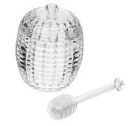 BESPORTBLE Porte-miel - Couvercle Anti-fuite Pot de Confiture D'agitation Distributeur de Sirop Pot de Miel en Verre pour Le Stockage