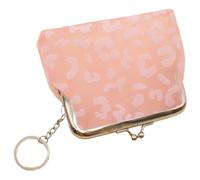 BESPORTBLE Porte-Monnaie 4 Pouces Fermeture à Pression Pochette Transparente pour Cartes Petit Portefeuille Rose Motif Léopard Porte-Clés Intégré pour Élève et Rangement de Monnaie