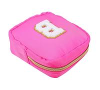 BESPORTBLE Porte-Monnaie Femme Petite Taille en Nylon Imperméable Couleur Fuchsia, Pochette Zippée Brodée Lettres, Paquet à Main Compact pour Tampons Hygiéniques, Rouge à Lèvres et Clés,
