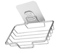 BESPORTBLE Porte-Savonnette Mural en Acier Inoxydable sans Perçage Égouttoir à Savonnette Auto-Drainant Support Carré Argenté pour Salle de Bain Compatible Savons de Toutes Tailles