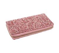 BESPORTBLE Portefeuille pour Femme Fermeture Éclair, en PU Brillant Rose, Grand Format, Paquet à Main Élégant pour Shopping, Travail Et Voyage