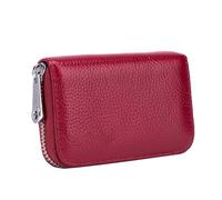 BESPORTBLE Portefeuille RFID Porte-Cartes Sécurisé, Étui Protection Carte Bancaire en Cuir Véritable Anti-Scan, Compact pour Homme Usage Quotidien, Voyage Petit Format Rouge Foncé, Rangement