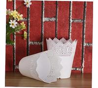 BESPORTBLE Pot de Fleurs en Plastique Blanc 4 Pcs pour Maison et Restaurant Design Creux Dentelle Couronne Élégant et Espace Profond pour Plantation 14,5 X 14,5 X 18 CM