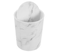 BESPORTBLE Poubelle à Déchets Petite Taille en Plastique Blanc à Motif Marbre avec Couvercle Basculant Anneau de Fixation pour Paquet Grosse Capacité pour Bureau la Cuisine et Salle de
