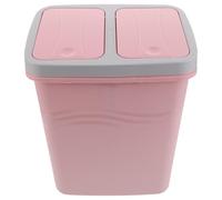 BESPORTBLE Poubelle Cuisine Double Compartiment 1l en Plastique Rose, Bac Tri Déchets Secs et Humides, Compact et Hygiénique, Bureau Salle de Bain, Poubelle de Tri Sélectif Recyclable