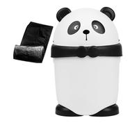 BESPORTBLE Poubelle de Chambre et Salon à Thème Panda, Plastique Solide, Couvercle Rabattable, Petite Taille, Inclus Paquet Poubelle, Adaptée pour Garçons et Filles