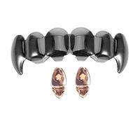 BESPORTBLE pour cosplay déguisement d'halloween Cosplay Halloween d'épouvantail bijoux dent noire griller la bouche déguisement de vampire faux gril faux cuivre Black