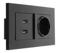 BESPORTBLE Prise Murale Double USB Noire Type 86 - Prise Standard Européenne à Deux Broches Chargeur Double USB 2100 Ma - Alimentation Murale pour Charge Rapide Tablette et PC - Usage Hôtel