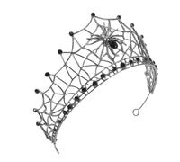 BESPORTBLE Queen Crown Hairband With Spider Web Design Baroque Alloy Bridal Headpiece For Women Rhinestone Gothic Halloween Bride Costume Accessory