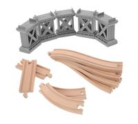 BESPORTBLE Rail De Train Bois avec Supports De Pont pour De Voies Ferrées De Jouets De Train pour Garçon Fille