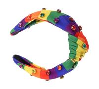 BESPORTBLE Rainbow Knotted Headband For Women Non-slip Soft Fabric With Rhinestone Stripes Pride Knot Hairband For Holiday And Festival Accessories