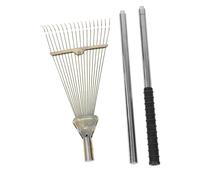 BESPORTBLE Râteau de Jardin Acier Inoxydable à Dents Large Tête Râteau Métallique Robuste pour Ramassage Pelouses Parcs et Massifs Fleuris Outil de Jardinage Compact et Facile à Ranger