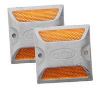 BESPORTBLE Réflecteurs Carrés en Bord De Route pour Allées Et Routes Extérieures, Lot De 2, Aluminium Moulé Rempli De Sable, Résistant Aux Intempéries, Haute Visibilité Sécuritaire