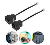 BESPORTBLE Répartiteur Téléphonique Rj11 6P4C Détachable 2 Pièces Adaptateur Ligne Téléphonique Rj14 4 Conducteurs Câble Noir Connecteur pour Ligne Fixe Accessoire Télécom Bureau et
