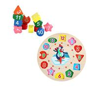 BESPORTBLE Réveil pour Enfants Blocs De Construction Cognitif Blocs Éducatifs pour Enfants Jouets D'Horloge en Bois Coloré