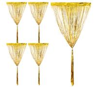 BESPORTBLE Rideau à Franges Métalliques Doré 1M X 2M Lot de 5 Pièces Décorations de Porte Scintillantes pour Fêtes Anniversaire Shower Fond de Guirlandes Festif et Élégant