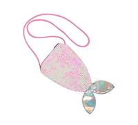 BESPORTBLE Sac à Bandoulière Garçon Fille avec Design Queue de Sirène Rose et Blanc Pochette à Sequins Sac de Rangement Portable pour Téléphone pour Fête et Sorties