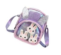 BESPORTBLE Sacs à Bandoulière Mignon à Main Lapin pour Enfants Filles Portefeuille Sacs Bandoulière en Cuir Conçu par Dessin Animé Enfant Faux Cuir Violet,Mauve