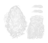 BESPORTBLE Santa Claus Cosplay Set Barbe Blanche Perruque Longue avec Sourcils Costume Père Adulte pour Fête et Déguisement