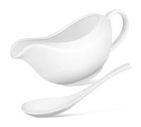 BESPORTBLE Saucière en Céramique Blanche avec Louche Récipient à Sauce 250 Ml Bol à Condiment pour Service de Table pour Sauces Vinaigrettes et Jus de Viande Usage Polyvalent Cuisine