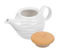 BESPORTBLE Saucière en Céramique Blanche Couvercle en Bambou, Pot à Sauce Multifonction 250 Ml, Huileuse et Bouteille à Condiments Cuisine et Restauration, Design Léger et Portable