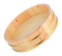 BESPORTBLE Seau à Riz en Bois Hangiri 26 CM Bord Doré - Bac de Mélange pour Riz à Sushi Japonerie - Bassine Solide pour Préparation et Stockage pour Restaurant et Usage Culinaire