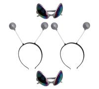 BESPORTBLE Serrage-tête Extraterrestre 4 Pièces Argenté Lunettes à Antennes Colorées, Accessoires Cheveux de Festival et Décorations pour Fête Costumée et Cosplay