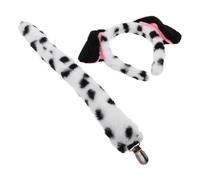 BESPORTBLE Serrage-tête Oreilles et Queue de Chiot Dalmatien en Fourrure Synthétique Douce, Bandeau Costume Tacheté Noir et Blanc, Accessoire de Fête Cosplay Animal pour Adultes et Garçon
