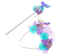 BESPORTBLE Serrage-tête Sirène pour Filles Paillettes, Baguette Magique Décorative, Ensemble 2 Pièces pour Carnaval et Fêtes D’anniversaire, Accessoires Cosplay Fête Thème Sirène