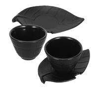 BESPORTBLE Service à Thé en Fonte 2 Pièces avec Tasse Vintage et Soucoupe Feuille Décorative Ensemble Tasse à Thé Traditionnelle Chinoise Rétro pour Pause et Réception Élégante