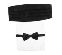 BESPORTBLE Set de Ceinture Cummerbund Noeud et Pochette Coordonnés pour Homme Accessoires Formels pour Mariage Anniversaire et Cérémonie Finition Soignée et Élégante Noir et Blanc