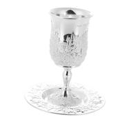 BESPORTBLE Set de Coupes à Vin Argentées pour Kiddush avec Sous-tasse Verres à Vin Festival Shabbat Vintage Cadeau Judaica Authentique
