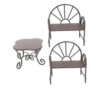 BESPORTBLE Set Miniature Table and Tiny Chairs for Dollhouse Furniture Creative Mini Living and Study Decor Rustic European Style Metal Design Table Chairs