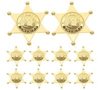 BESPORTBLE Sheriff Badge 10 PièCes Metal Hexagram Sheriff Brooch for Cosplay Carnival Halloween Police Costume Accessories