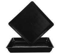 BESPORTBLE Soucoupe carrée : 2 plateaux en plastique pour pot de fleurs, soucoupes pour pot de fleurs, plateau d'égouttement d'eau pour plantes noires de 40 cm