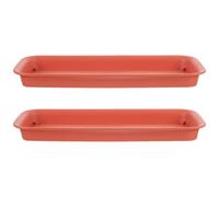 BESPORTBLE Soucoupes pour Pots de Fleurs en Plastique Solide, Lot de 2 Plateaux Rectangulaires 40 CM Brique, Drainage pour Plantes d'Intérieur et Extérieur